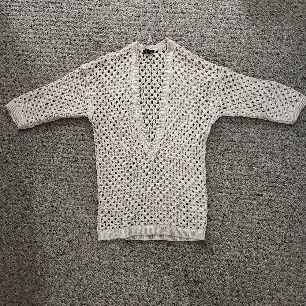 Ann Taylor Cream Off-the-Shoulder Sweater